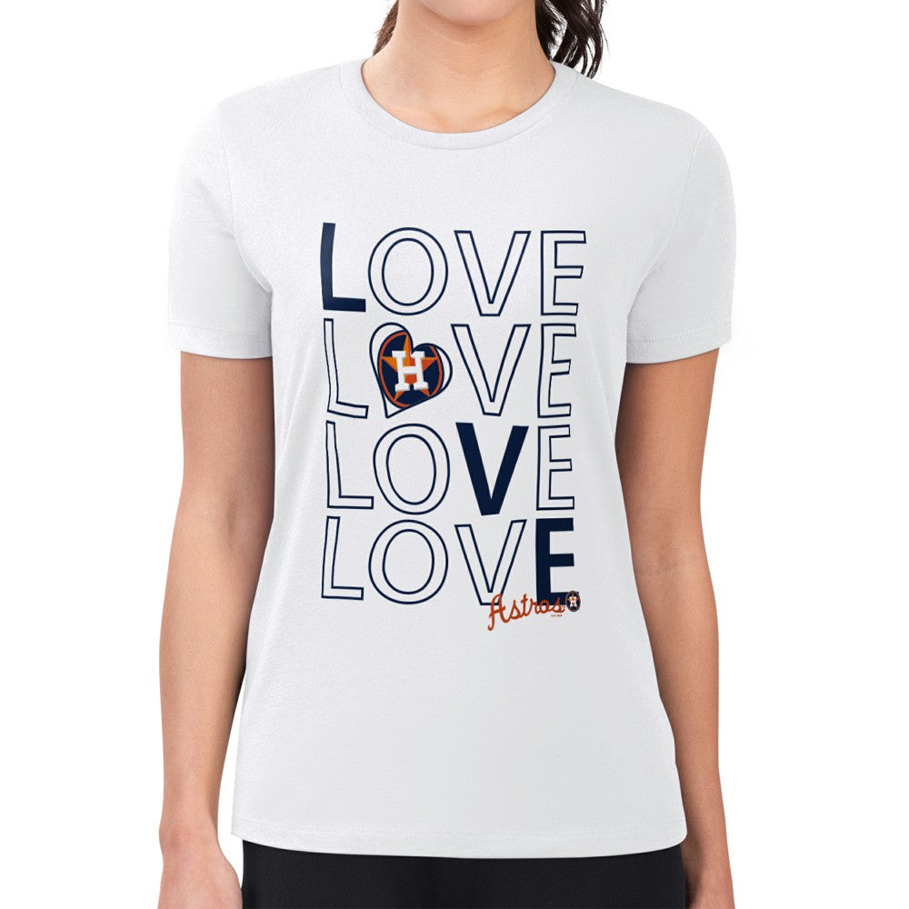 Houston Astros G-III 4Her by Carl Banks Women's Super-Slim Fit Lightweight Love Graphic Team T-Shirt - White
