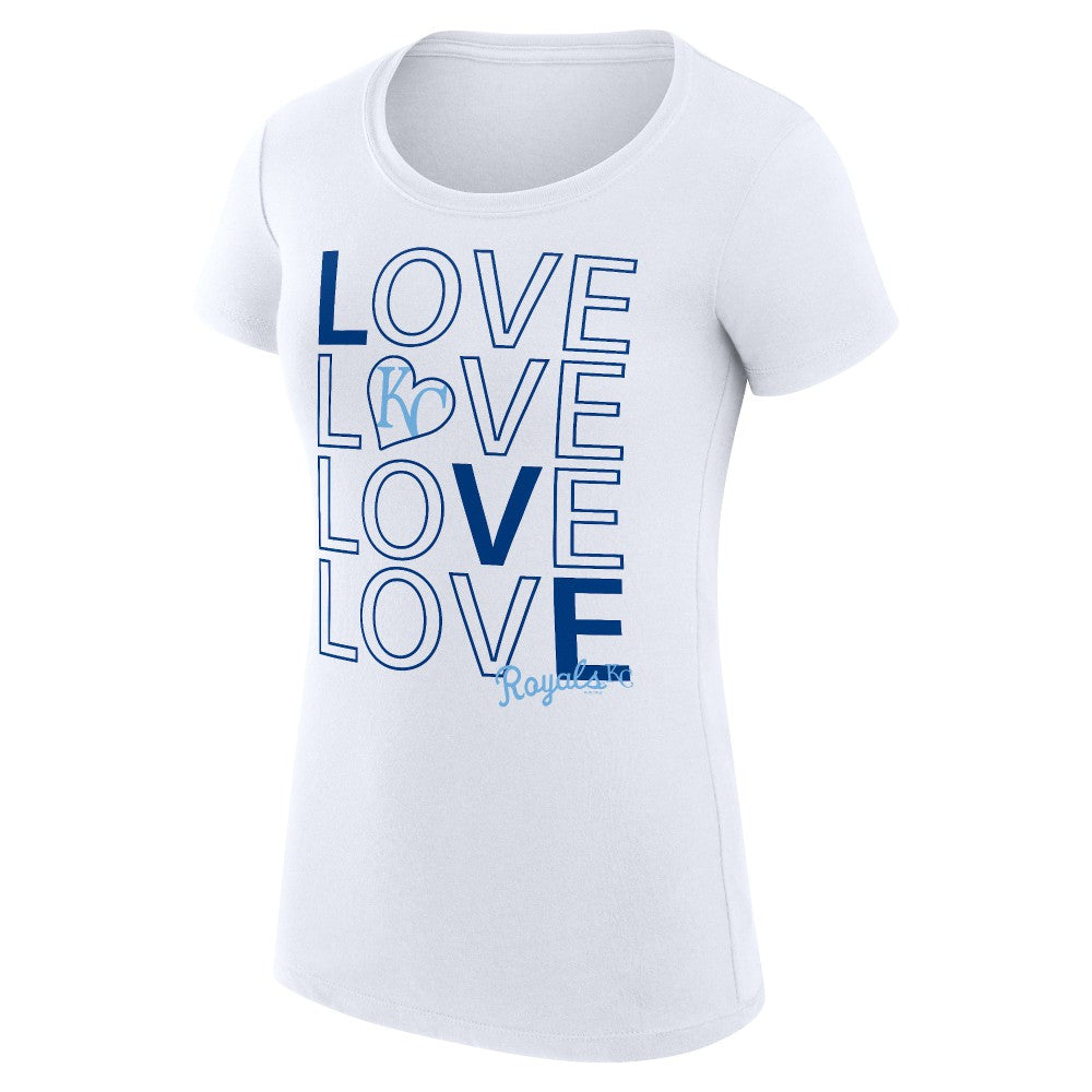 Kansas City Royals G-III 4Her by Carl Banks Women's Super-Slim Fit Lightweight Love Graphic Team T-Shirt - White