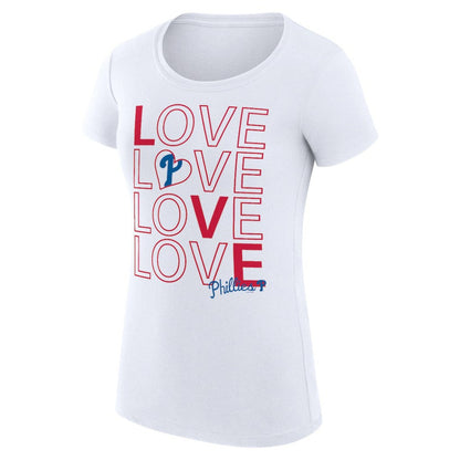 Philadelphia Phillies G-III 4Her by Carl Banks Women's Super-Slim Fit Lightweight Love Graphic Team T-Shirt - White