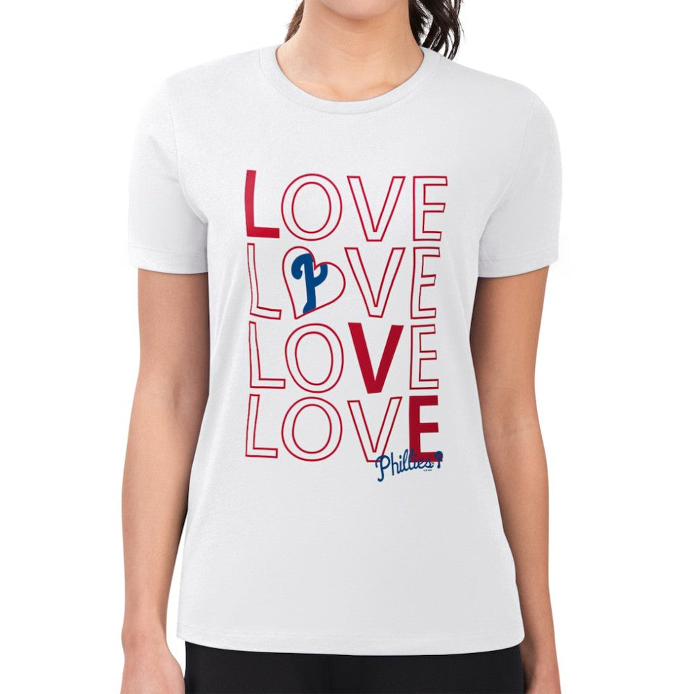 Philadelphia Phillies G-III 4Her by Carl Banks Women's Super-Slim Fit Lightweight Love Graphic Team T-Shirt - White
