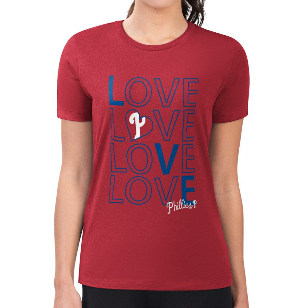 Philadelphia Phillies G-III 4Her by Carl Banks Women's Super-Slim Fit Lightweight Love Graphic Team T-Shirt - Red