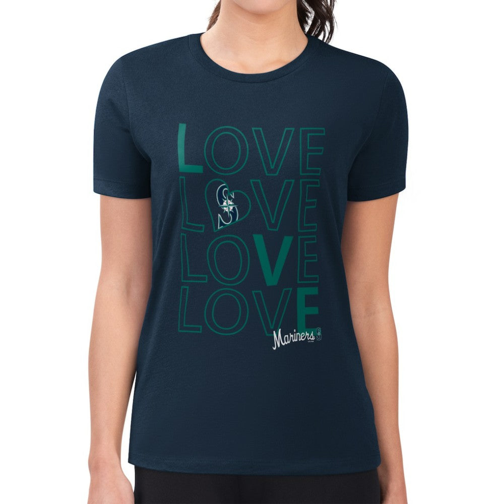 Seattle Mariners G-III 4Her by Carl Banks Women's Super-Slim Fit Lightweight Love Graphic Team T-Shirt - Navy