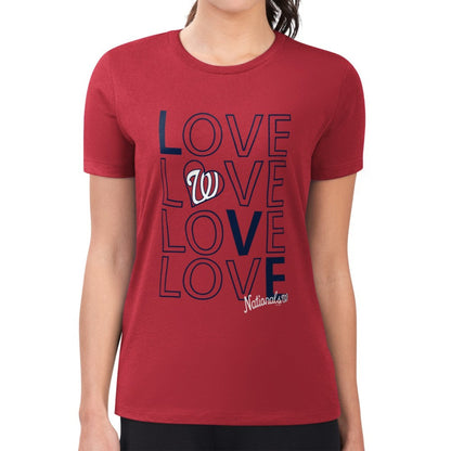 Washington Nationals G-III 4Her by Carl Banks Women's Super-Slim Fit Lightweight Love Graphic Team T-Shirt - Red