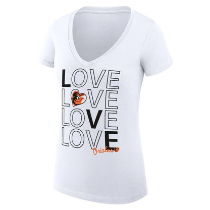 Baltimore Orioles G-III 4Her by Carl Banks Women's Super-Slim Fit Lightweight Love Graphic Team V-Neck T-Shirt - White