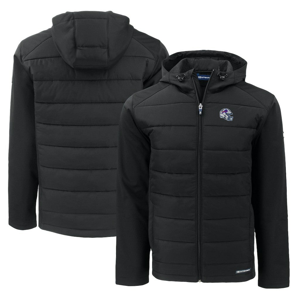 Buffalo Bills Cutter & Buck Helmet Evoke Hybrid Eco Softshell Recycled Full-Zip Hoodie Jacket - Black sale