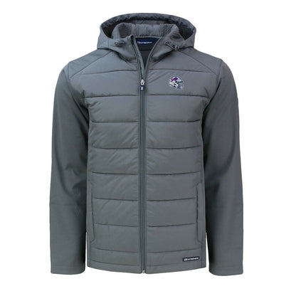 Buffalo Bills Cutter & Buck Helmet Evoke Hybrid Eco Softshell Recycled Full-Zip Hoodie Jacket - Gray on sale