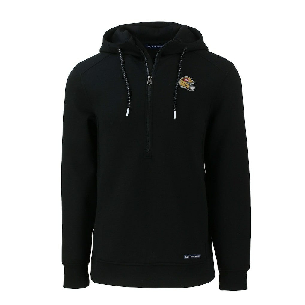 San Francisco 49ers Cutter & Buck Helmet Roam Eco Half-Zip Recycled Pullover Hoodie - Black online