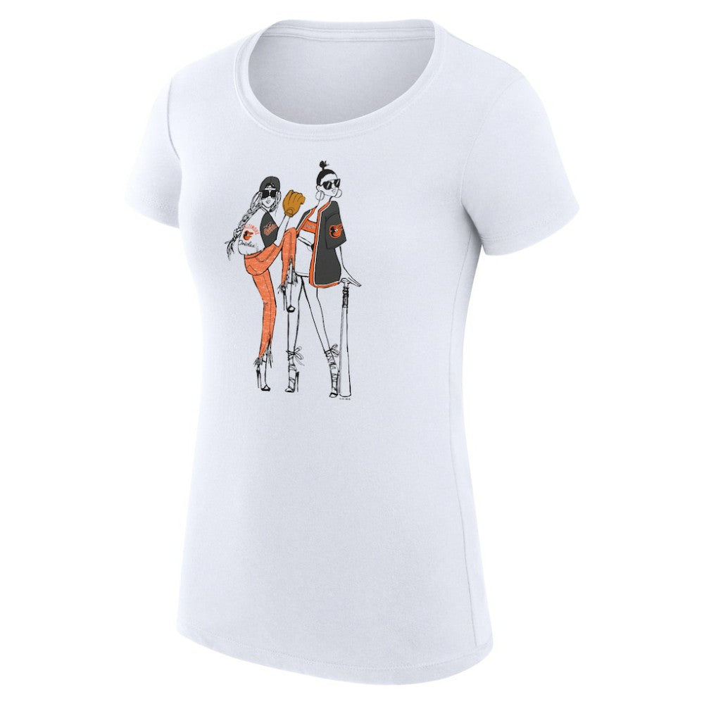 Baltimore Orioles G-III 4Her by Carl Banks Women's Super-Slim Fit Lightweight Baseball Girls T-Shirt - White