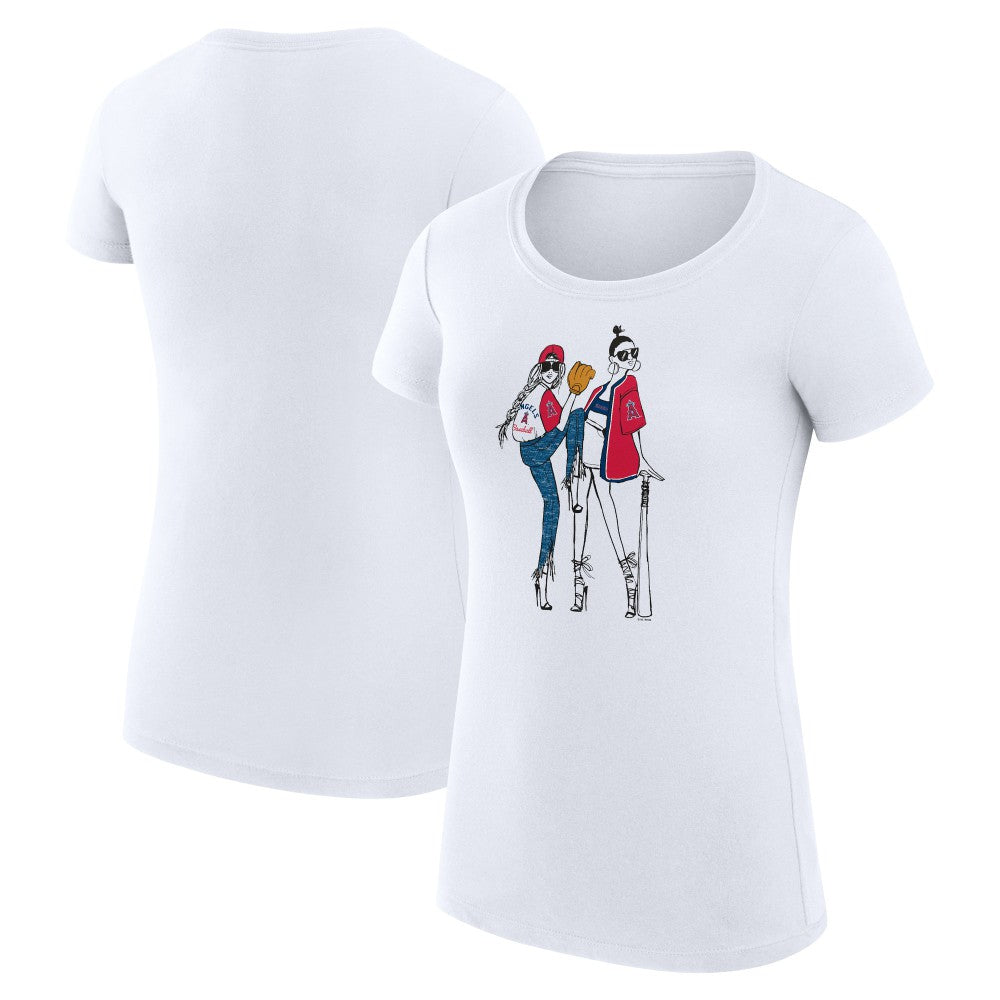 Los Angeles Angels G-III 4Her by Carl Banks Women's Super-Slim Fit Lightweight Baseball Girls T-Shirt - White