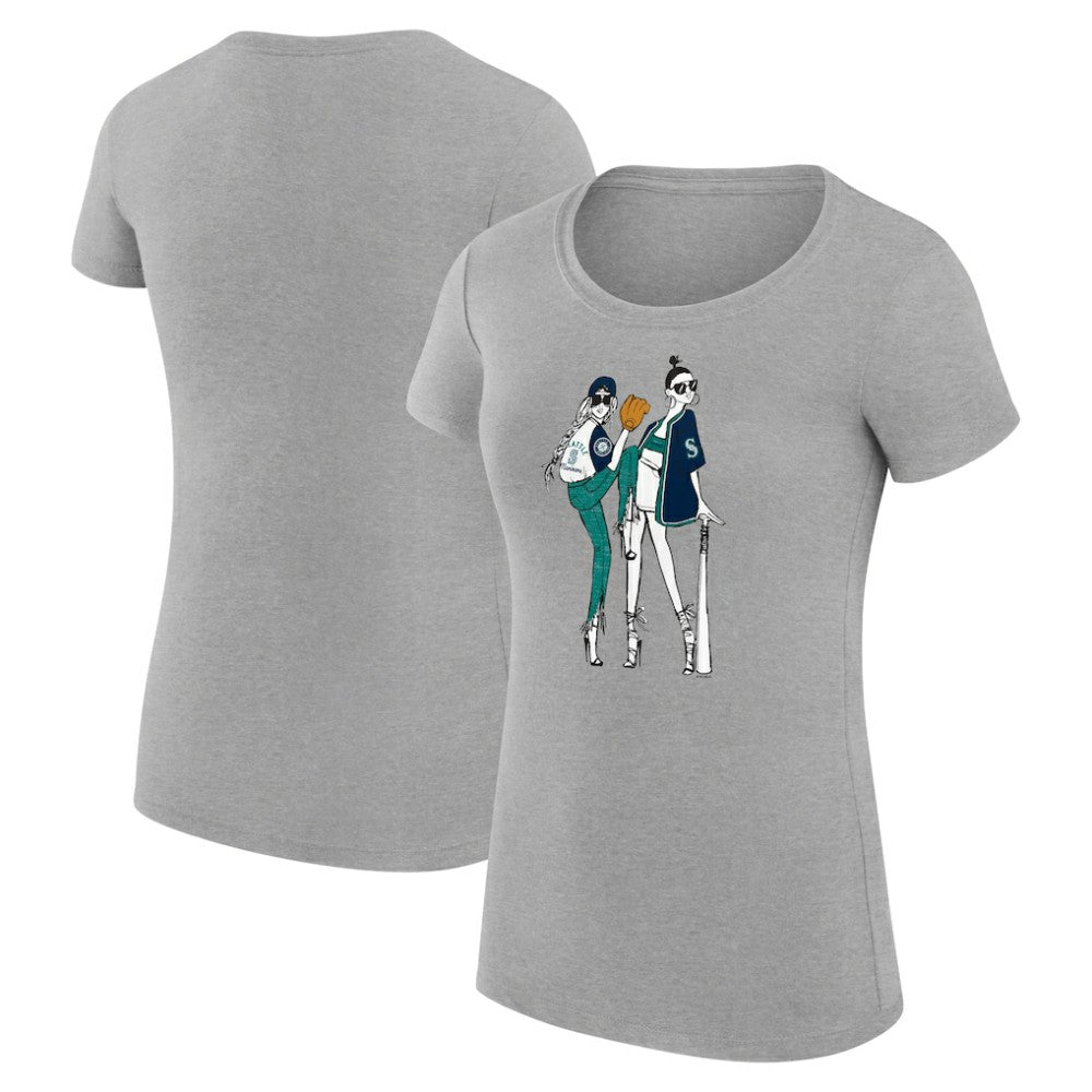 Seattle Mariners G-III 4Her by Carl Banks Women's Super-Slim Fit Lightweight Baseball Girls T-Shirt - Heather Gray