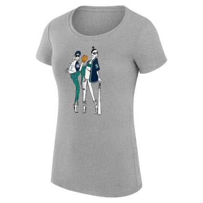 Seattle Mariners G-III 4Her by Carl Banks Women's Super-Slim Fit Lightweight Baseball Girls T-Shirt - Heather Gray