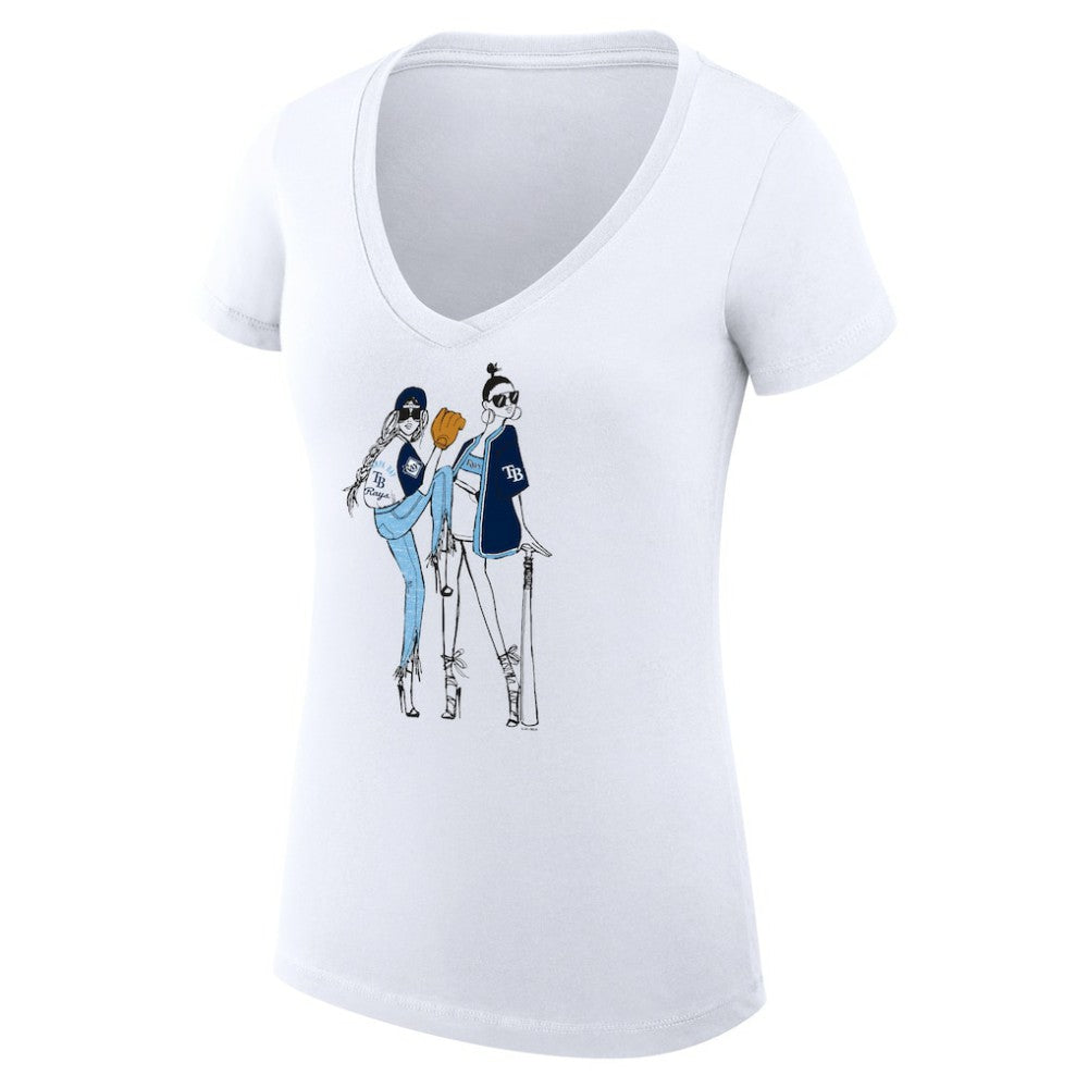 Tampa Bay Rays G-III 4Her by Carl Banks Women's Super-Slim Fit Lightweight Baseball V-Neck T-Shirt - White