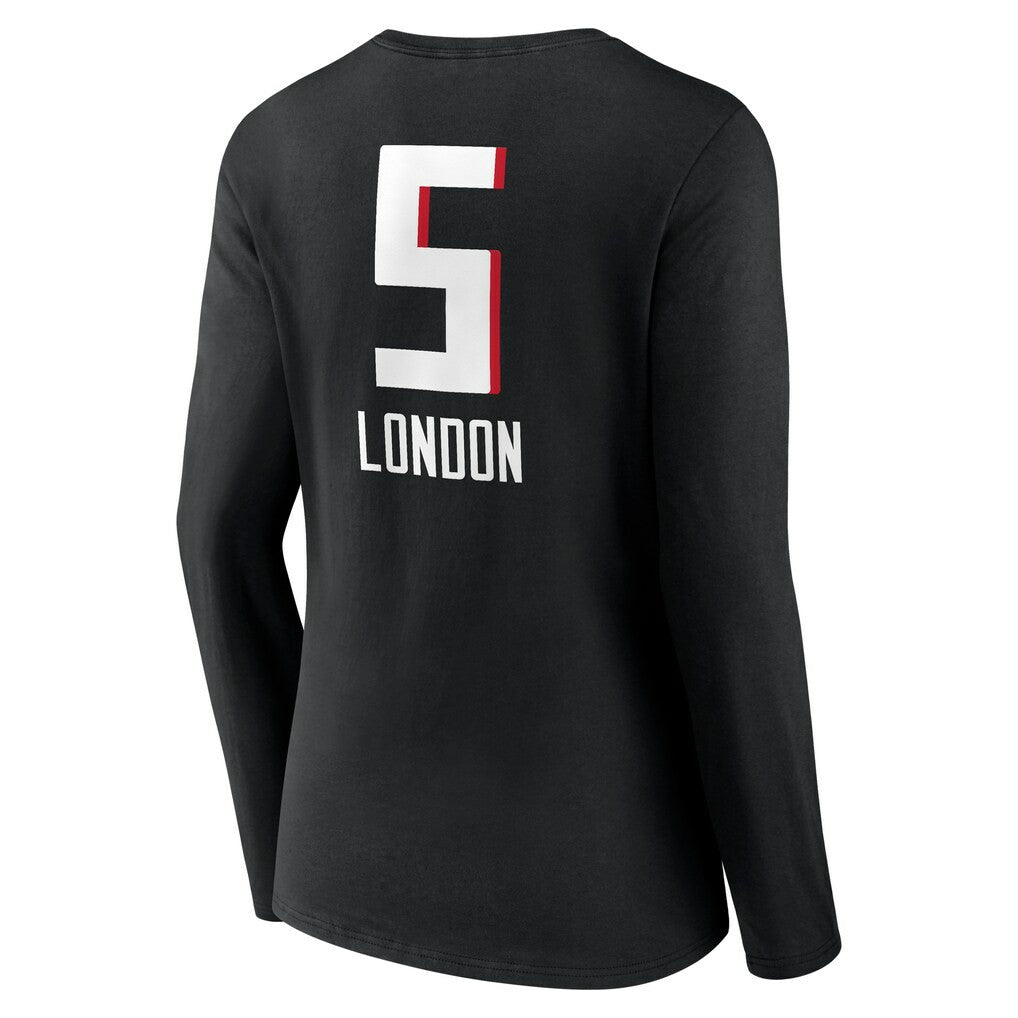 Drake London Atlanta Falcons Women's Team Wordmark Player Name & Number Long Sleeve V-Neck T-Shirt - Black on sale