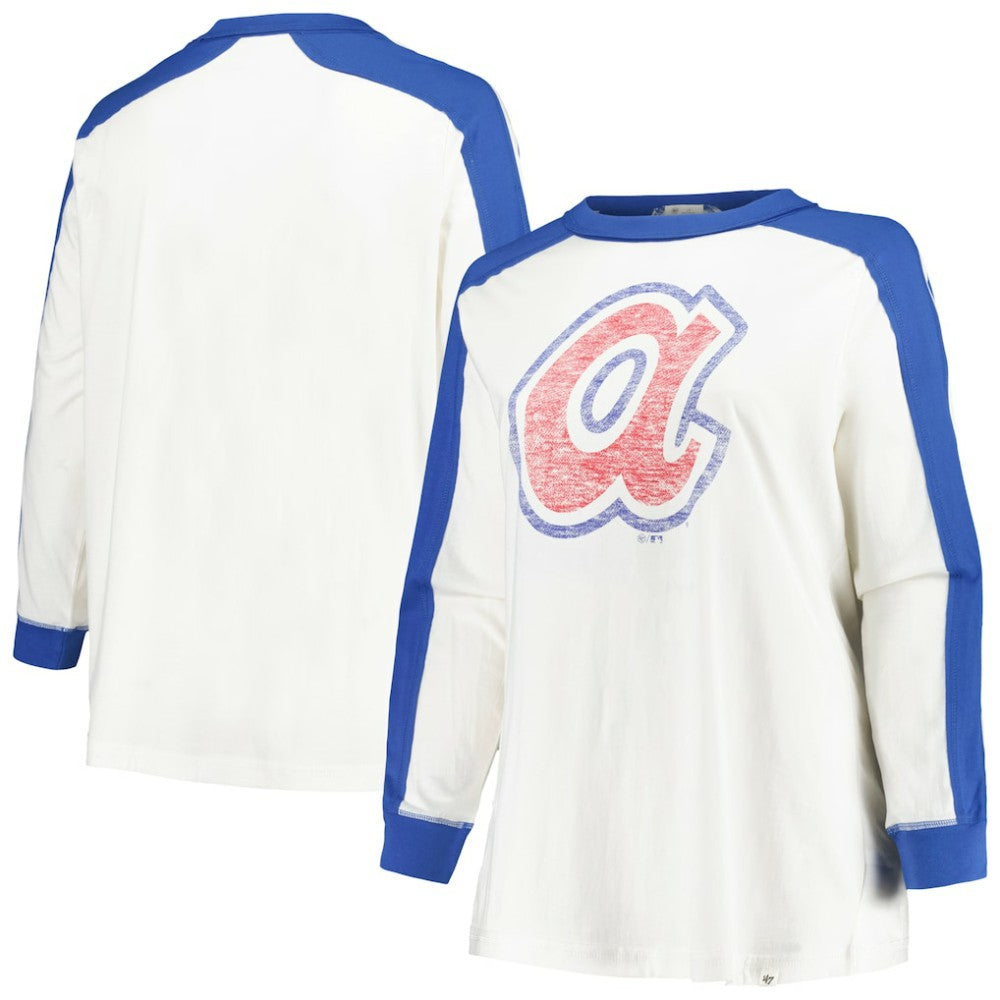 Atlanta Braves Women's Plus Size Caribou Raglan Long Sleeve T-Shirt - White | 47 brand