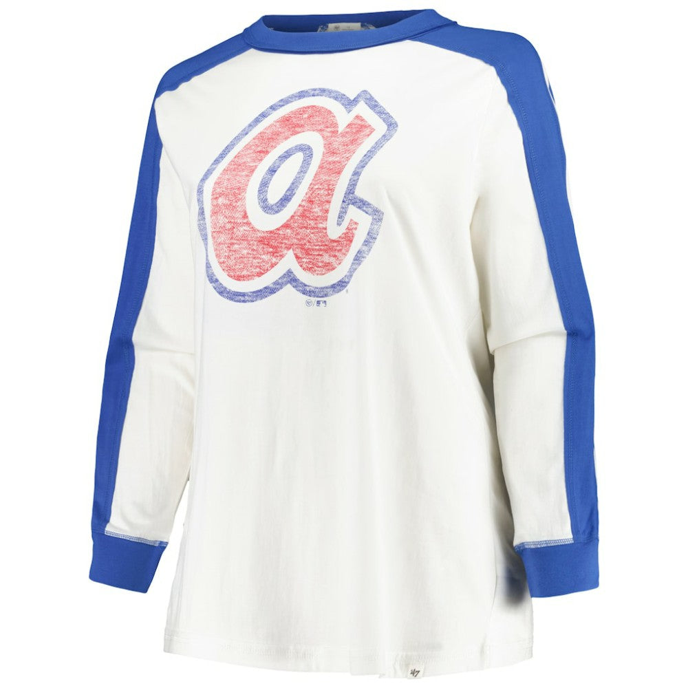 Atlanta Braves Women's Plus Size Caribou Raglan Long Sleeve T-Shirt - White | 47 brand