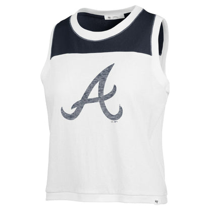 Atlanta Braves Women's Plus Size Waist Length Muscle Tank Top - White/Navy | 47 brand