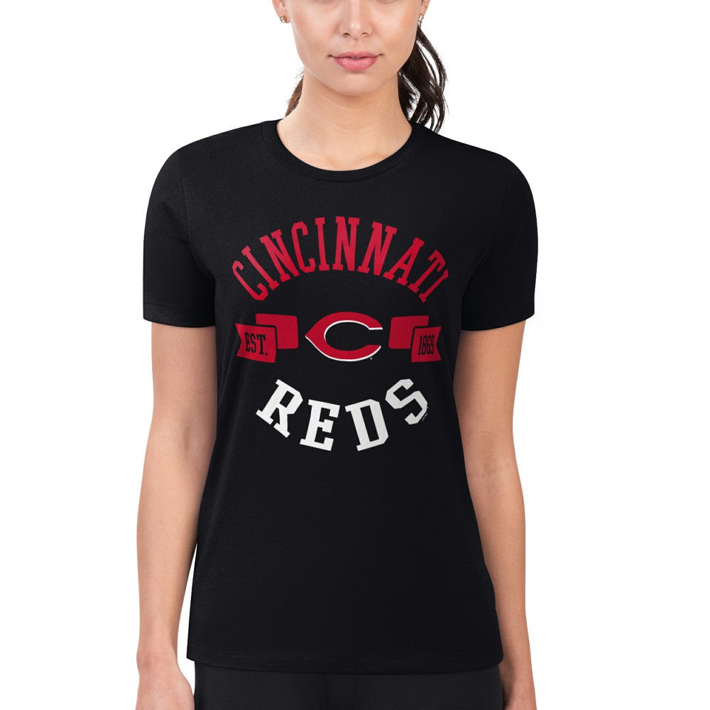 Cincinnati Reds G-III 4Her by Carl Banks Women's Super-Slim Fit Lightweight City Graphic T-Shirt - Black
