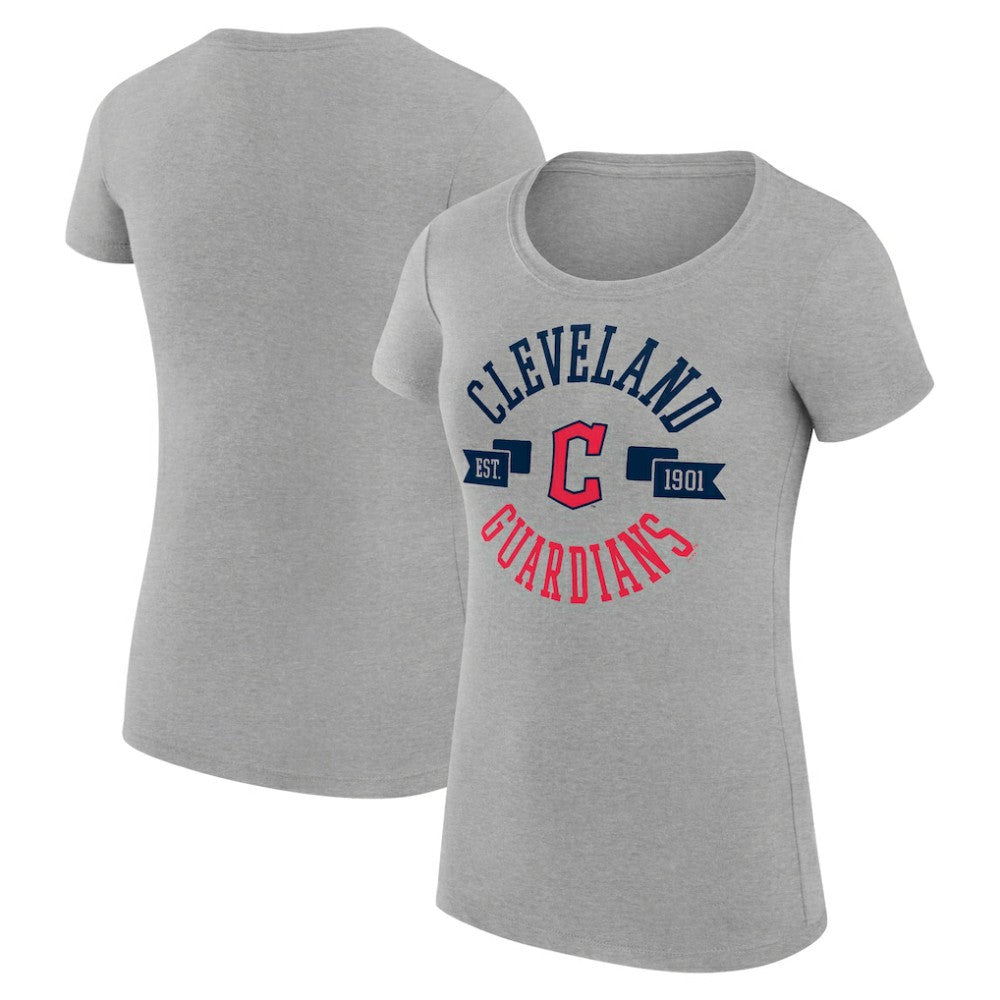 Cleveland Guardians G-III 4Her by Carl Banks Women's Super-Slim Fit Lightweight City Graphic T-Shirt - Heather Gray