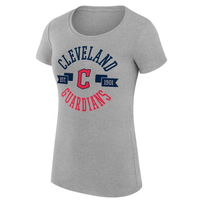 Cleveland Guardians G-III 4Her by Carl Banks Women's Super-Slim Fit Lightweight City Graphic T-Shirt - Heather Gray