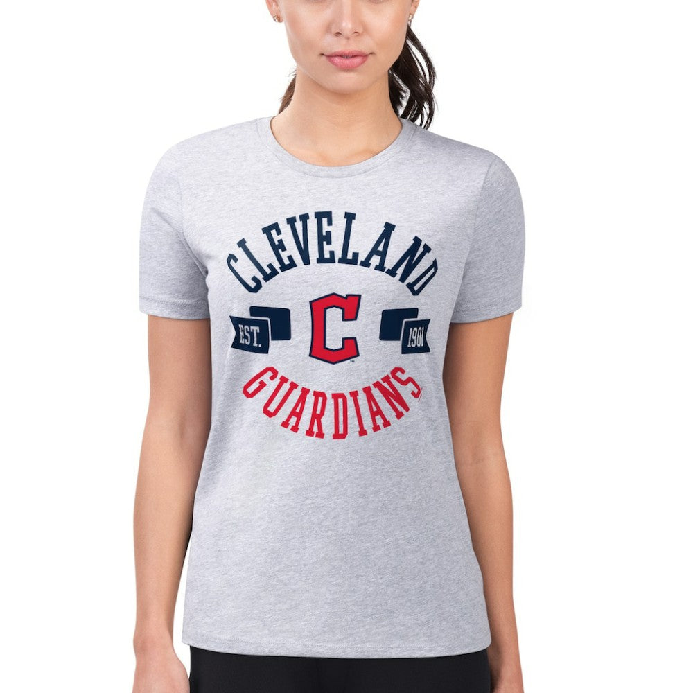 Cleveland Guardians G-III 4Her by Carl Banks Women's Super-Slim Fit Lightweight City Graphic T-Shirt - Heather Gray
