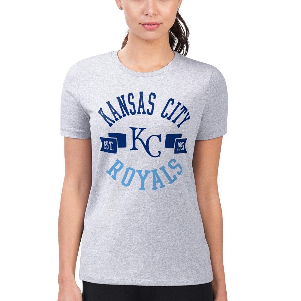 Kansas City Royals G-III 4Her by Carl Banks Women's Super-Slim Fit Lightweight City Graphic T-Shirt - Heather Gray