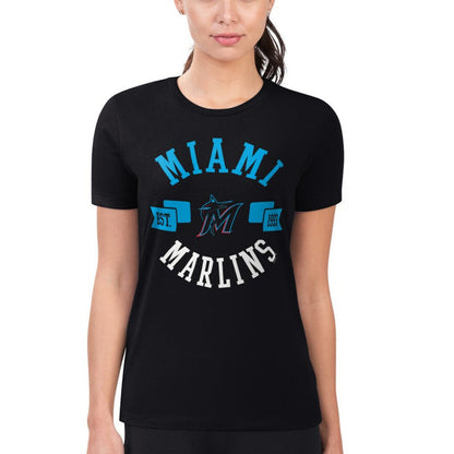 Miami Marlins G-III 4Her by Carl Banks Women's Super-Slim Fit Lightweight City Graphic T-Shirt - Black