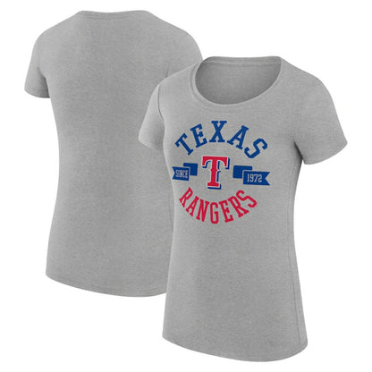 Texas Rangers G-III 4Her by Carl Banks Women's Super-Slim Fit Lightweight City Graphic T-Shirt - Heather Gray