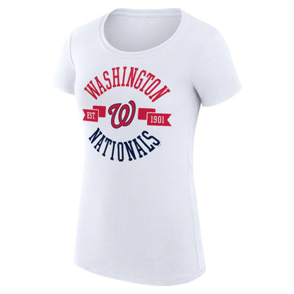 Washington Nationals G-III 4Her by Carl Banks Women's Super-Slim Fit Lightweight City Graphic T-Shirt - White