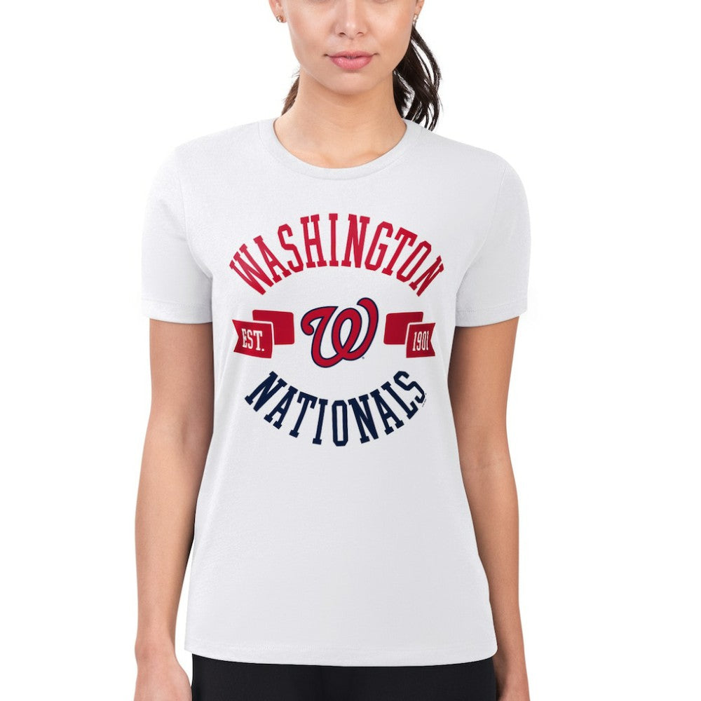 Washington Nationals G-III 4Her by Carl Banks Women's Super-Slim Fit Lightweight City Graphic T-Shirt - White