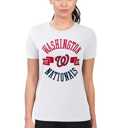 Washington Nationals G-III 4Her by Carl Banks Women's Super-Slim Fit Lightweight City Graphic T-Shirt - White