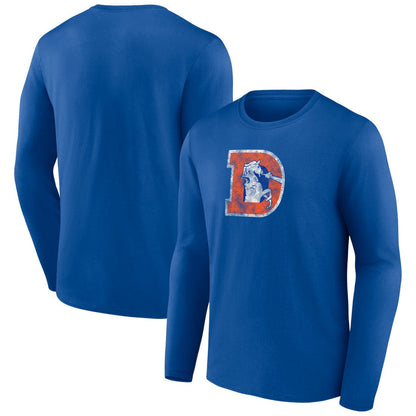 Denver Broncos Throwback Long Sleeve T-Shirt - Royal discount