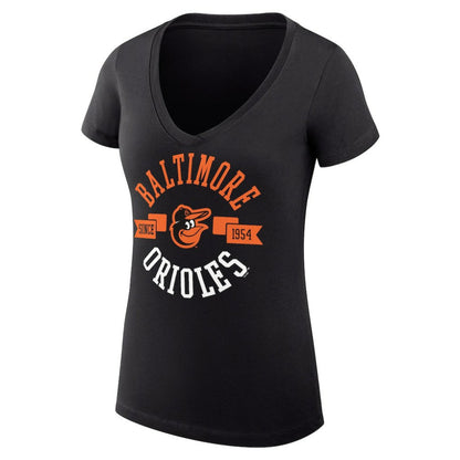 Baltimore Orioles G-III 4Her by Carl Banks Women's Super-Slim Fit Lightweight City Graphic V-Neck T-Shirt - Black