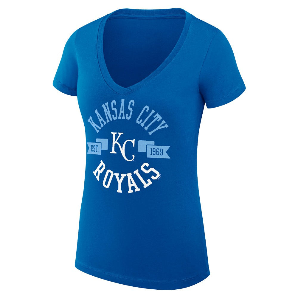 Kansas City Royals G-III 4Her by Carl Banks Women's Super-Slim Fit Lightweight City Graphic V-Neck T-Shirt - Royal