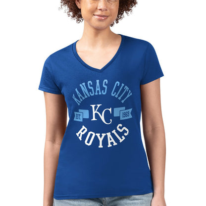 Kansas City Royals G-III 4Her by Carl Banks Women's Super-Slim Fit Lightweight City Graphic V-Neck T-Shirt - Royal