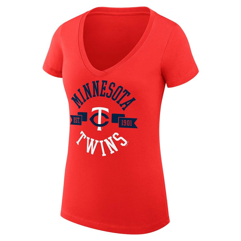 Minnesota Twins G-III 4Her by Carl Banks Women's Super-Slim Fit Lightweight City Graphic V-Neck T-Shirt - Red