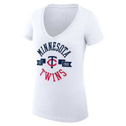 Minnesota Twins G-III 4Her by Carl Banks Women's Super-Slim Fit Lightweight City Graphic V-Neck T-Shirt - White