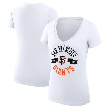 San Francisco Giants G-III 4Her by Carl Banks Women's Super-Slim Fit Lightweight City Graphic V-Neck T-Shirt - White