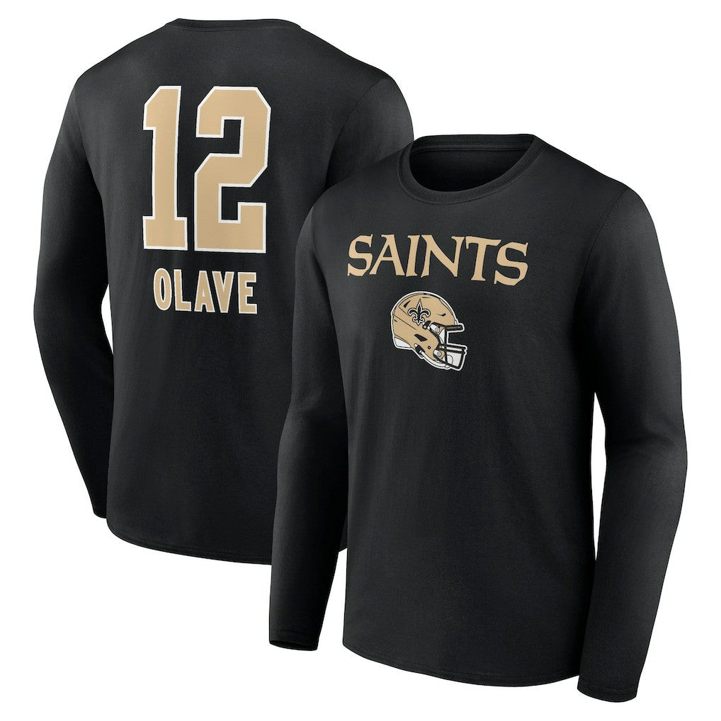 Chris Olave New Orleans Saints Team Wordmark Player Name & Number Long Sleeve T-Shirt - Black cheap