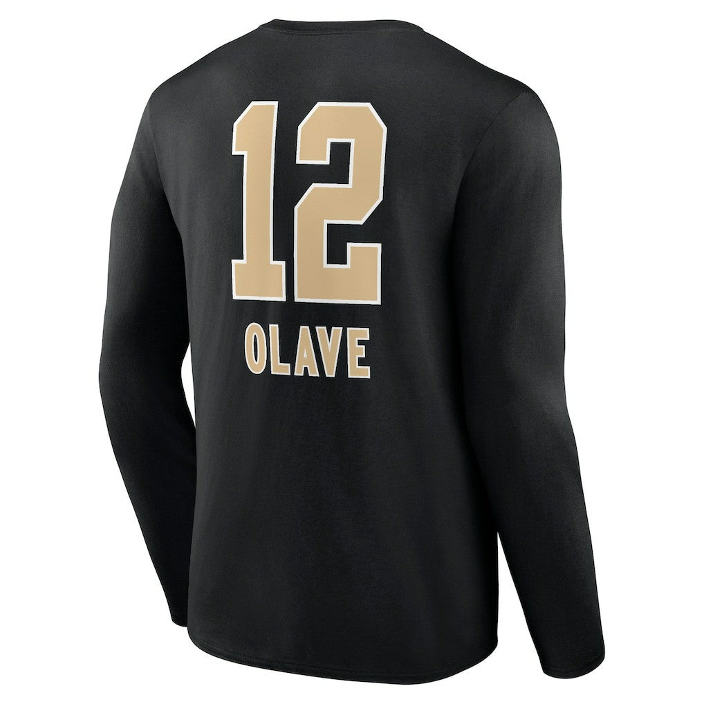 Chris Olave New Orleans Saints Team Wordmark Player Name & Number Long Sleeve T-Shirt - Black cheap