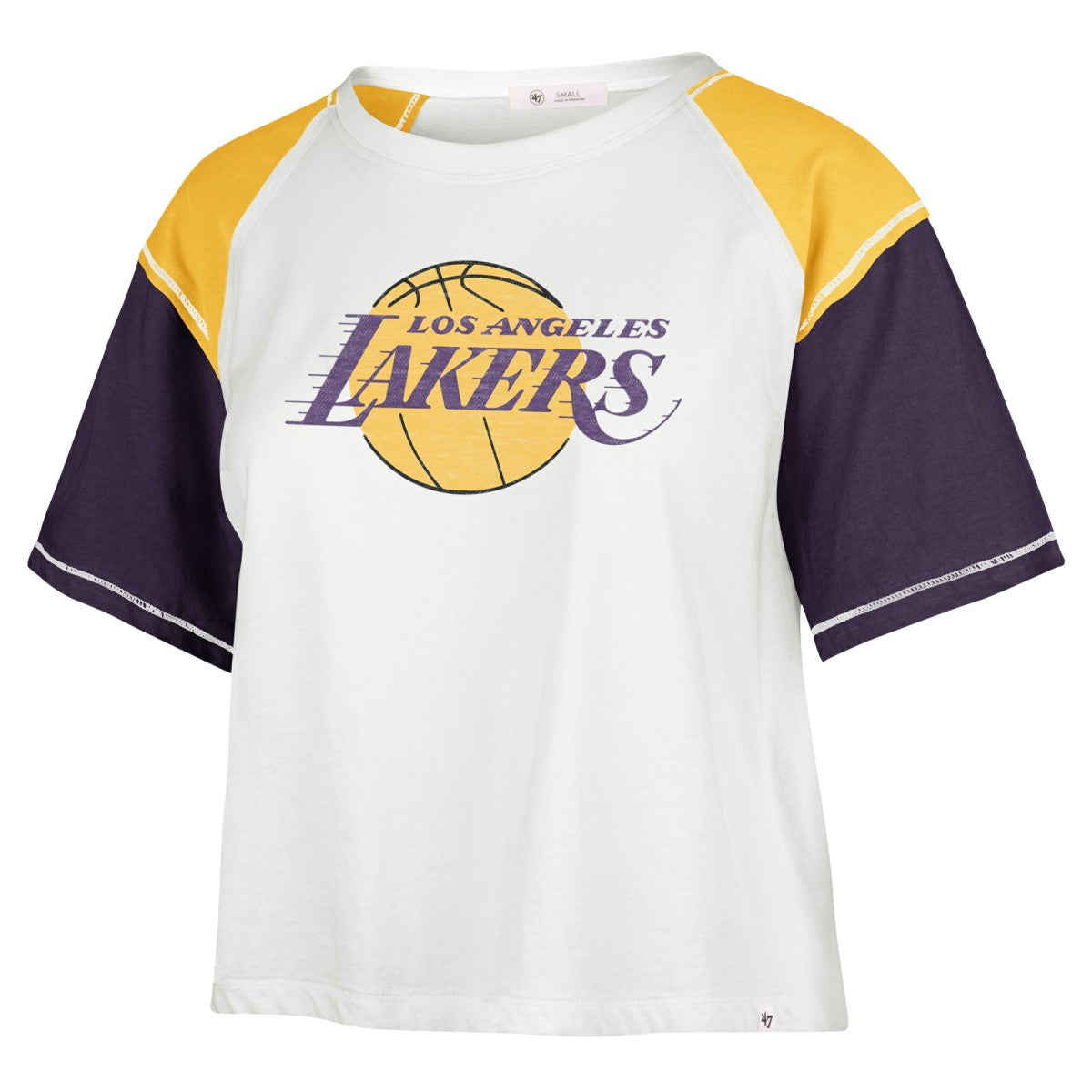 Los Angeles Lakers '47 Women's Premier Raglan Cropped T-Shirt - Cream | 47 brand sale