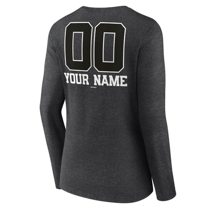 Minnesota Twins Women's Personalized Monochrome Name & Number Long Sleeve V-Neck T-Shirt - Charcoal