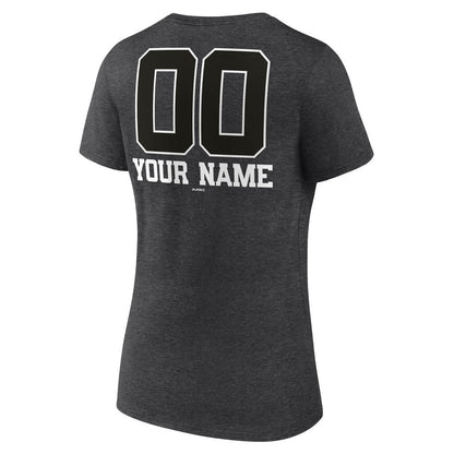 Minnesota Twins Women's Personalized Monochrome Name & Number V-Neck T-Shirt - Charcoal