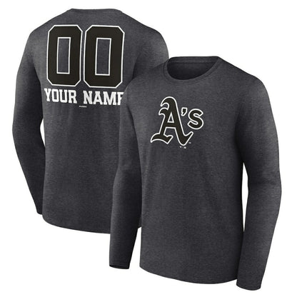 Athletics Personalized Monochrome Name & Number Long Sleeve T-Shirt - Charcoal