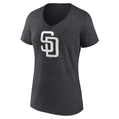 San Diego Padres Women's Personalized Monochrome Name & Number V-Neck T-Shirt - Charcoal