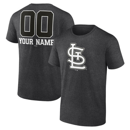 St. Louis Cardinals Personalized Monochrome Name & Number T-Shirt - Charcoal