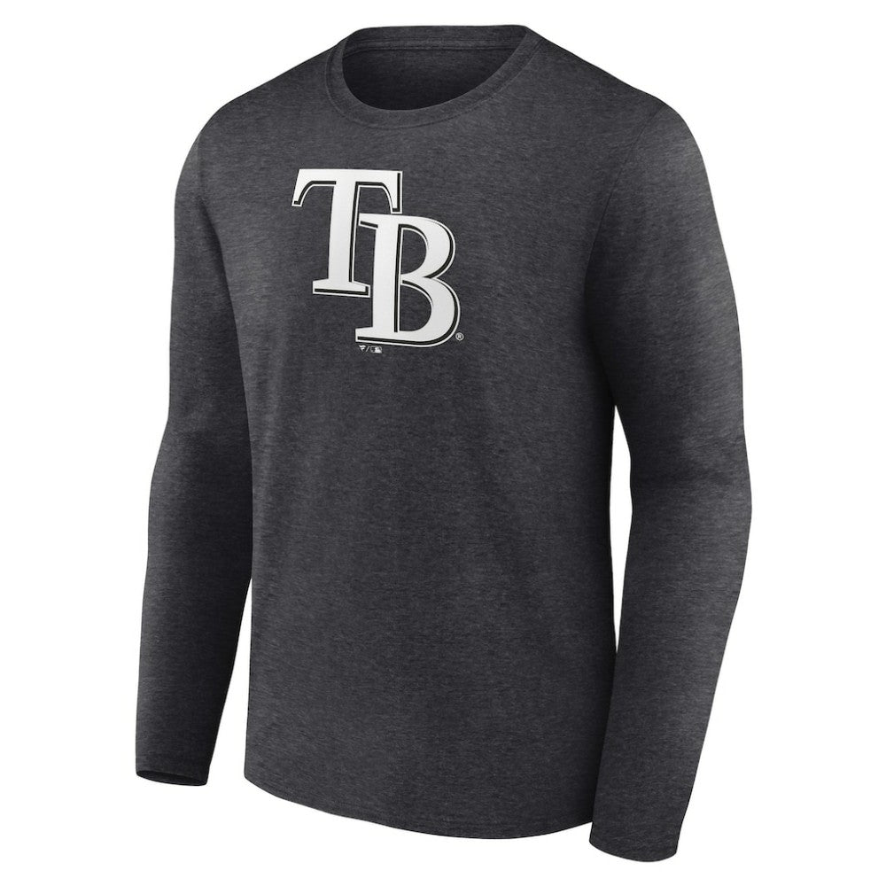 Tampa Bay Rays Personalized Monochrome Name & Number Long Sleeve T-Shirt - Charcoal
