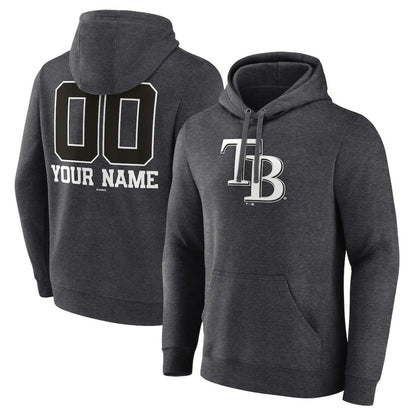 Tampa Bay Rays Personalized Monochrome Name & Number Pullover Hoodie - Charcoal