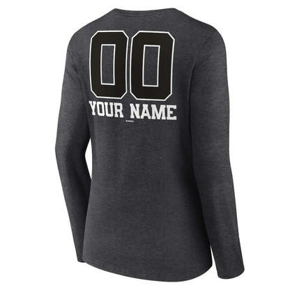 Tampa Bay Rays Women's Personalized Monochrome Name & Number Long Sleeve V-Neck T-Shirt - Charcoal