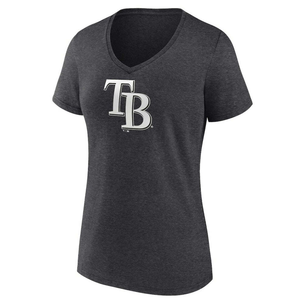Tampa Bay Rays Women's Personalized Monochrome Name & Number V-Neck T-Shirt - Charcoal