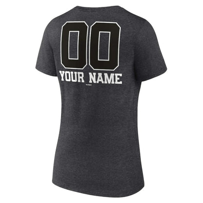 Tampa Bay Rays Women's Personalized Monochrome Name & Number V-Neck T-Shirt - Charcoal